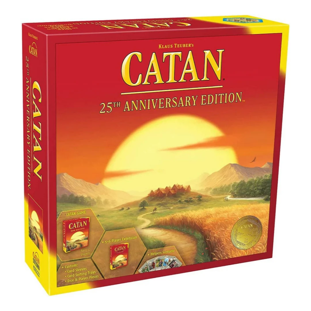 Catan Board Game 25th Anniversary Edition Includes The Base Game and The 5-6 Player Extension Family Board Game