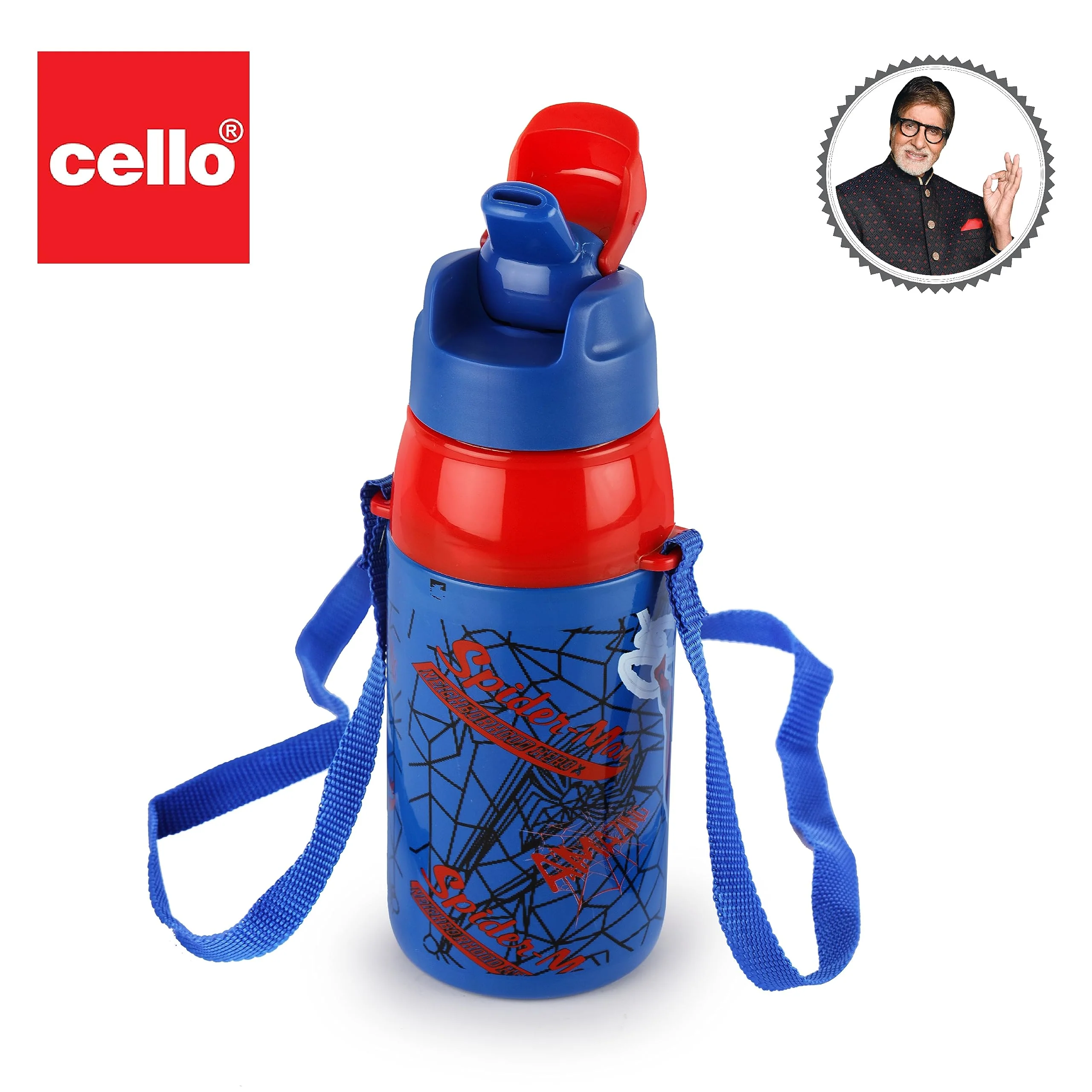 CELLO Puro Steel-X Hydra Kid 400 Water Bottle | PU Insulation | School Bottle | Picnic Bottle | Cold Insulation | Leak Proof | Kids Bottle | Easy to Carry | Spiderman Print | 400ml | Blue - Image 3