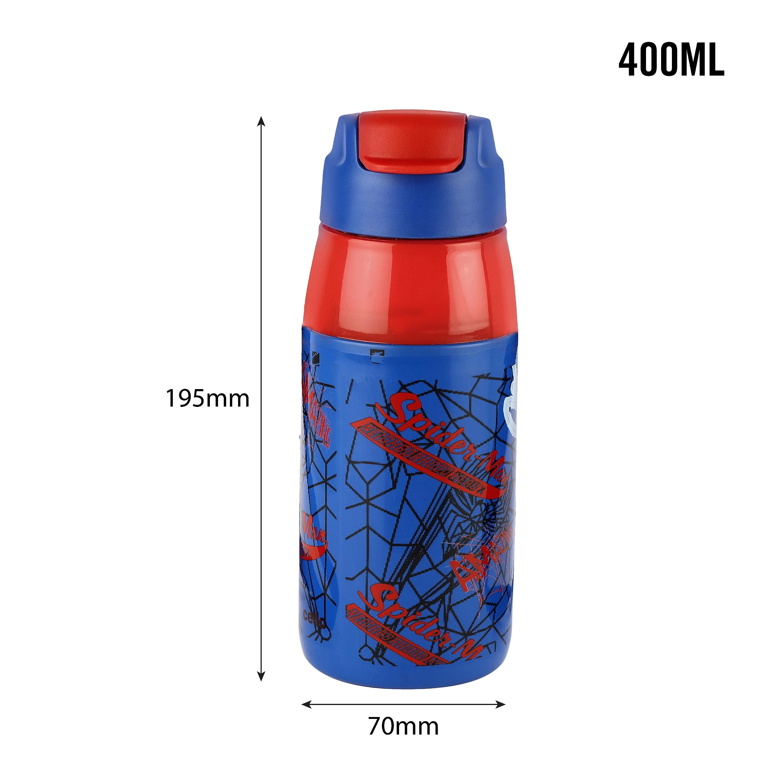 CELLO Puro Steel-X Hydra Kid 400 Water Bottle | PU Insulation | School Bottle | Picnic Bottle | Cold Insulation | Leak Proof | Kids Bottle | Easy to Carry | Spiderman Print | 400ml | Blue - Image 6