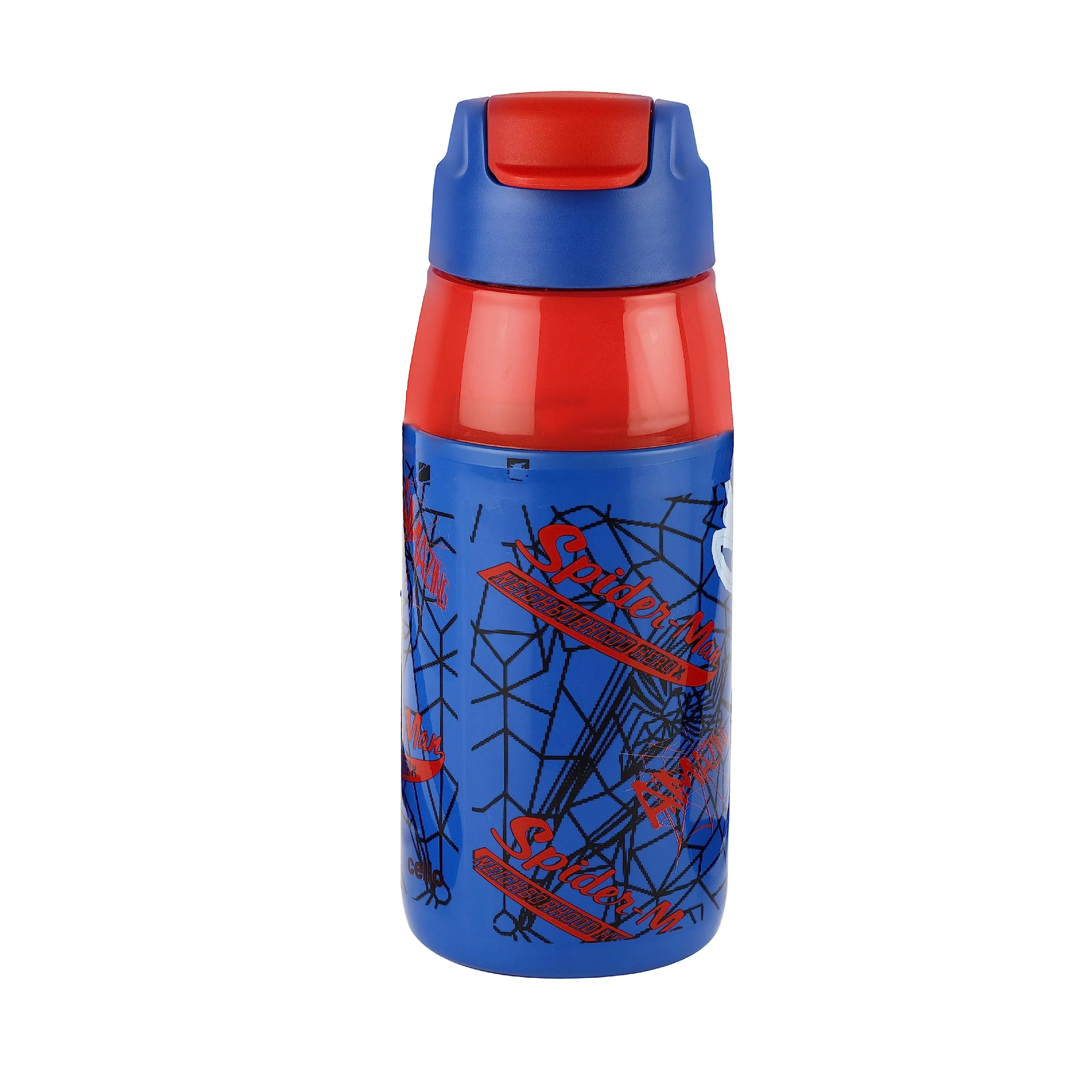CELLO Puro Steel-X Hydra Kid 600 Water Bottle | PU Insulation | School Bottle | Picnic Bottle | Cold Insulation | Leak Proof | Kids Bottle | Easy to Carry | Spiderman Print | 520ml | Blue