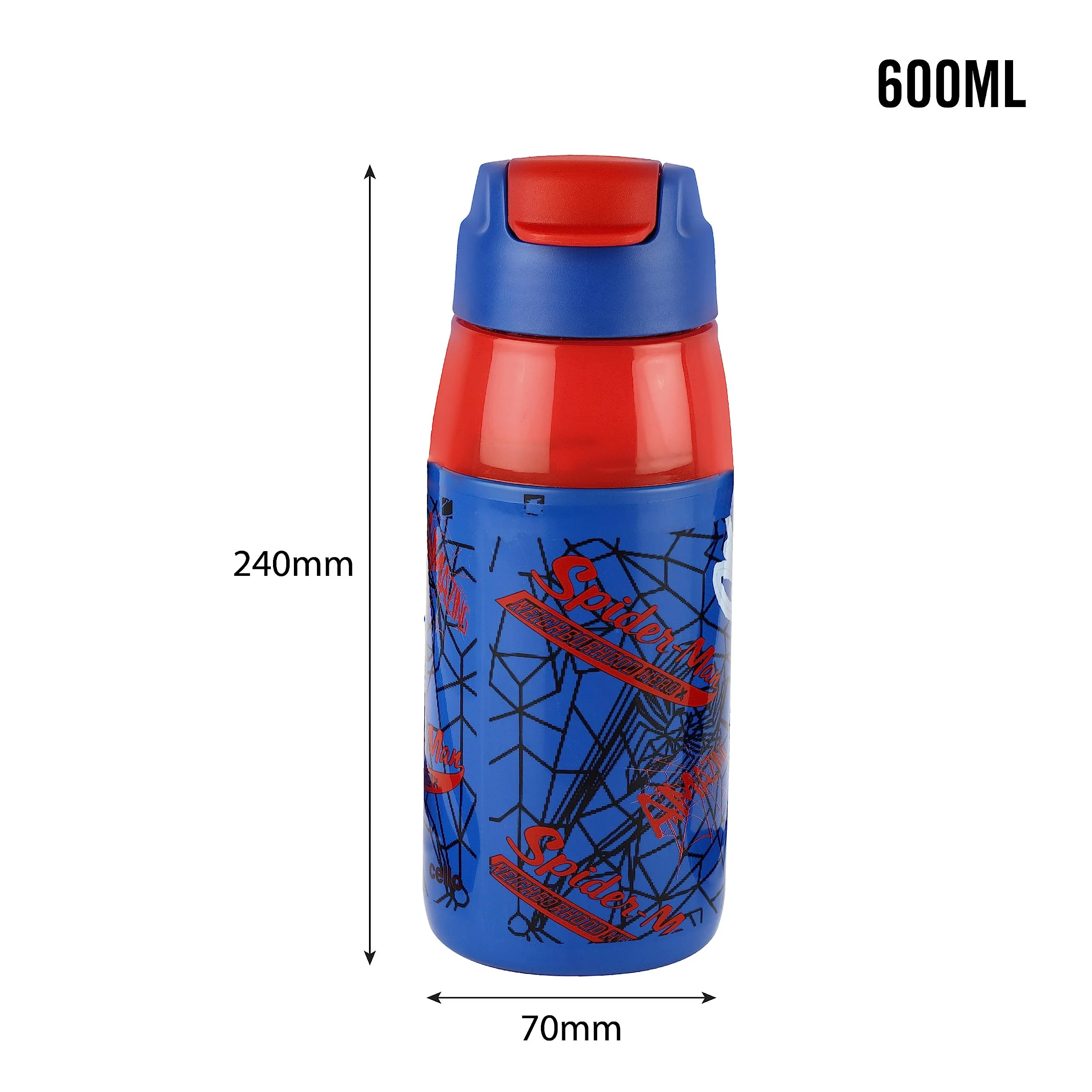 CELLO Puro Steel-X Hydra Kid 600 Water Bottle | PU Insulation | School Bottle | Picnic Bottle | Cold Insulation | Leak Proof | Kids Bottle | Easy to Carry | Spiderman Print | 520ml | Blue - Image 5