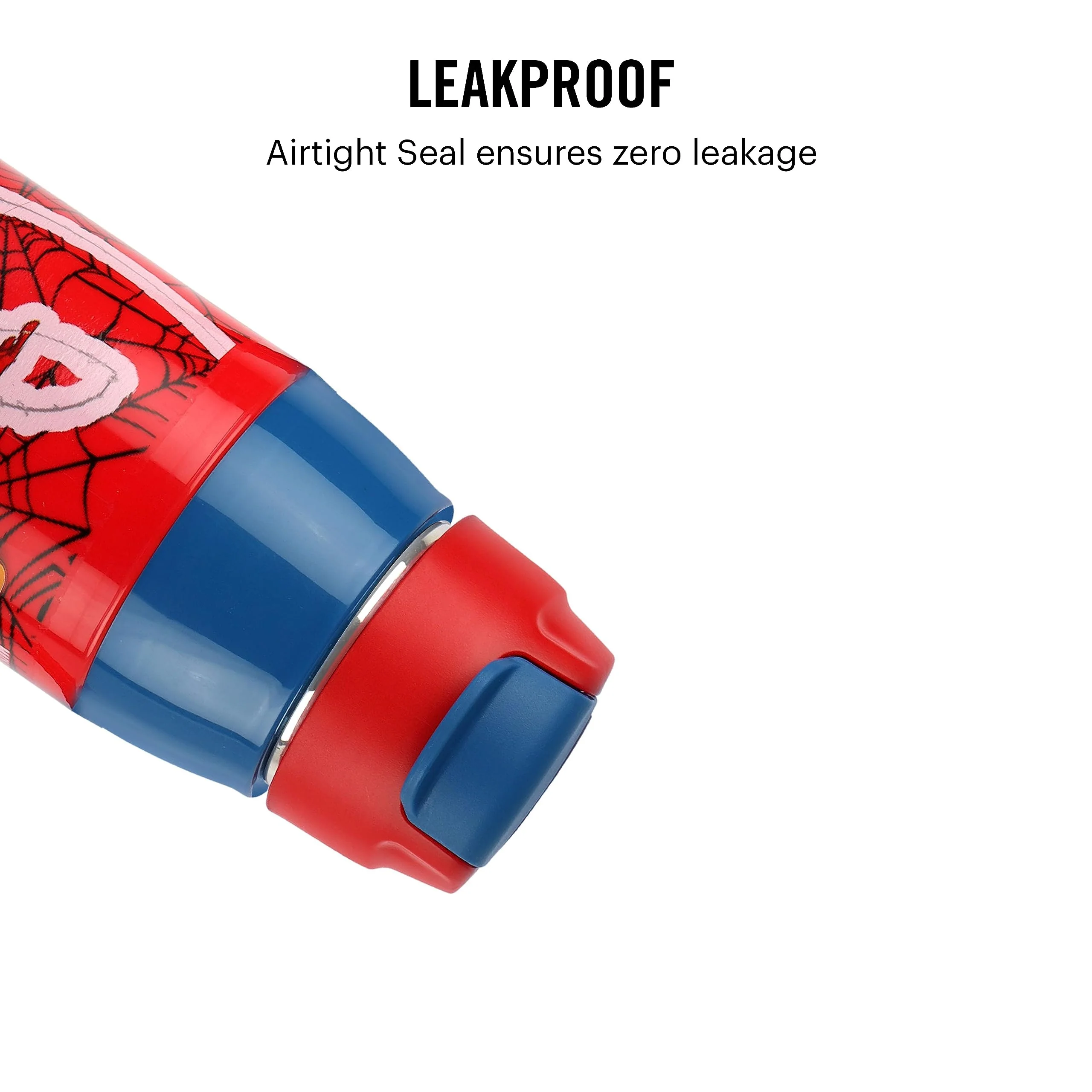 CELLO Puro Steel-X Hydra Kid 600 Water Bottle | PU Insulation | School Bottle | Picnic Bottle | Cold Insulation | Leak Proof | Kids Bottle | Easy to Carry | Spiderman Print | 520ml | Red - Image 4