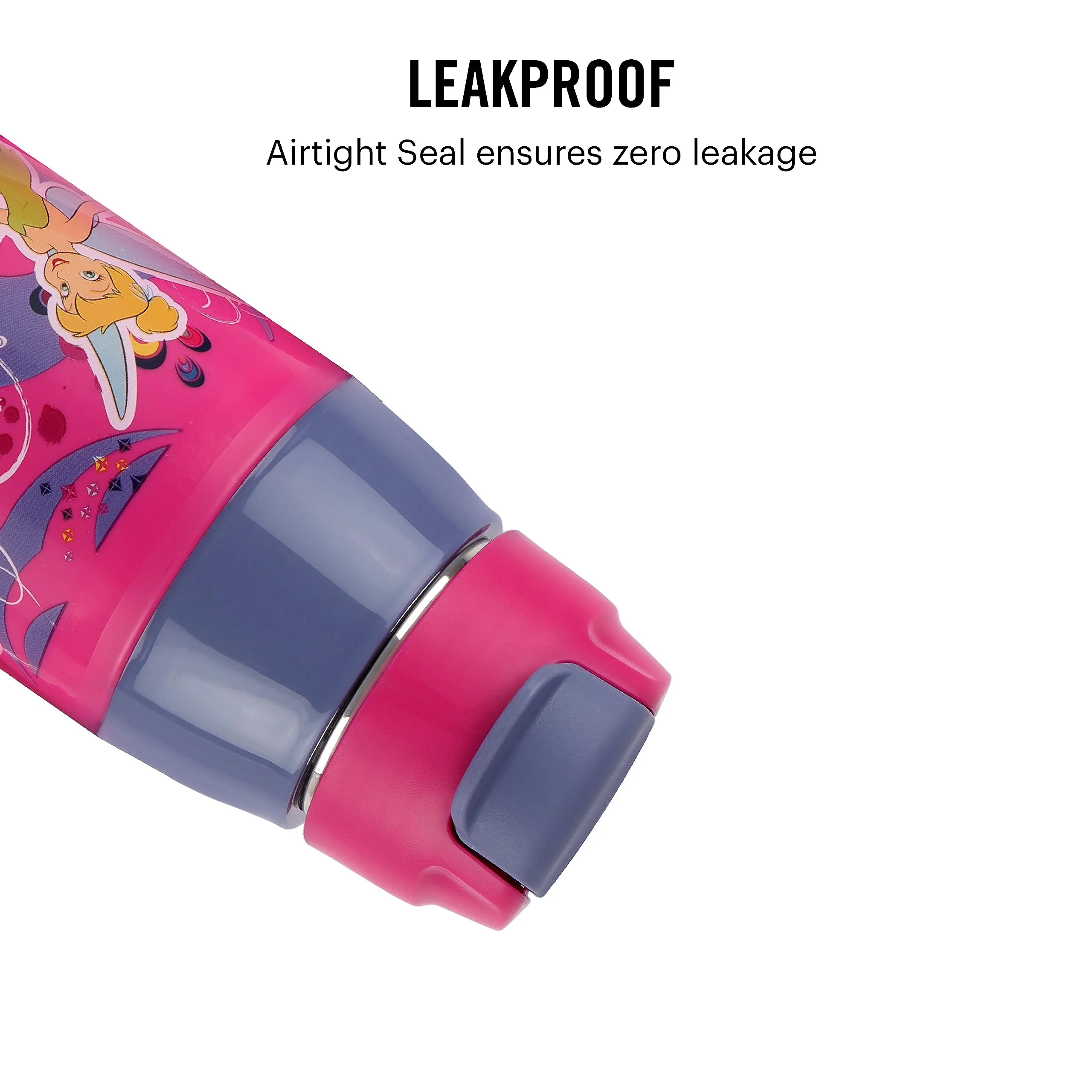 CELLO Puro Steel-X Hydra Kid 600 Water Bottle | PU Insulation | School Bottle | Picnic Bottle | Cold Insulation | Leak Proof | Kids Bottle | Easy to Carry | Tinker Bell | 520ml | Pink - Image 4
