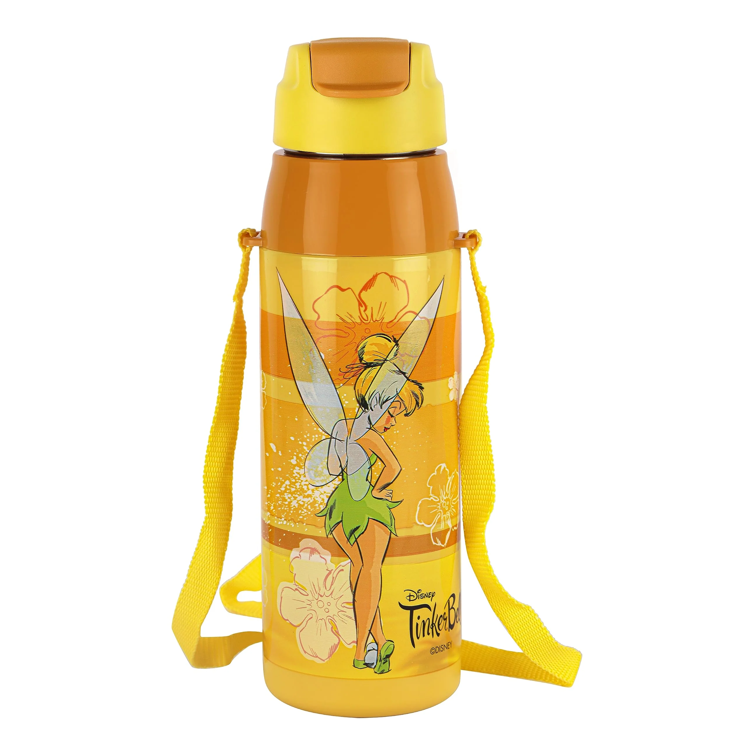 CELLO Puro Steel-X Hydra Kid 600 Water Bottle | PU Insulation | School Bottle | Picnic Bottle | Cold Insulation | Leak Proof | Kids Bottle | Easy to Carry | Tinker Bell | 520ml | Yellow