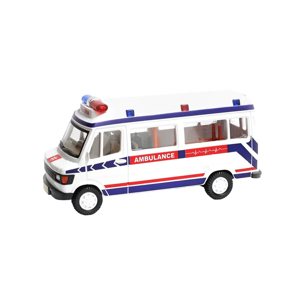 Centy Toys Ambulance White with Openable Tail gate Detachable Stretcher Saline Stand Oxygen Cylinder Pull Back Action - Image 2