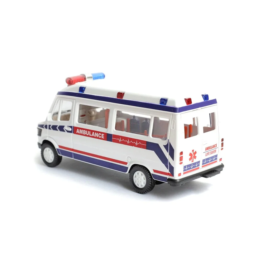 Centy Toys Ambulance White with Openable Tail gate Detachable Stretcher Saline Stand Oxygen Cylinder Pull Back Action - Image 4