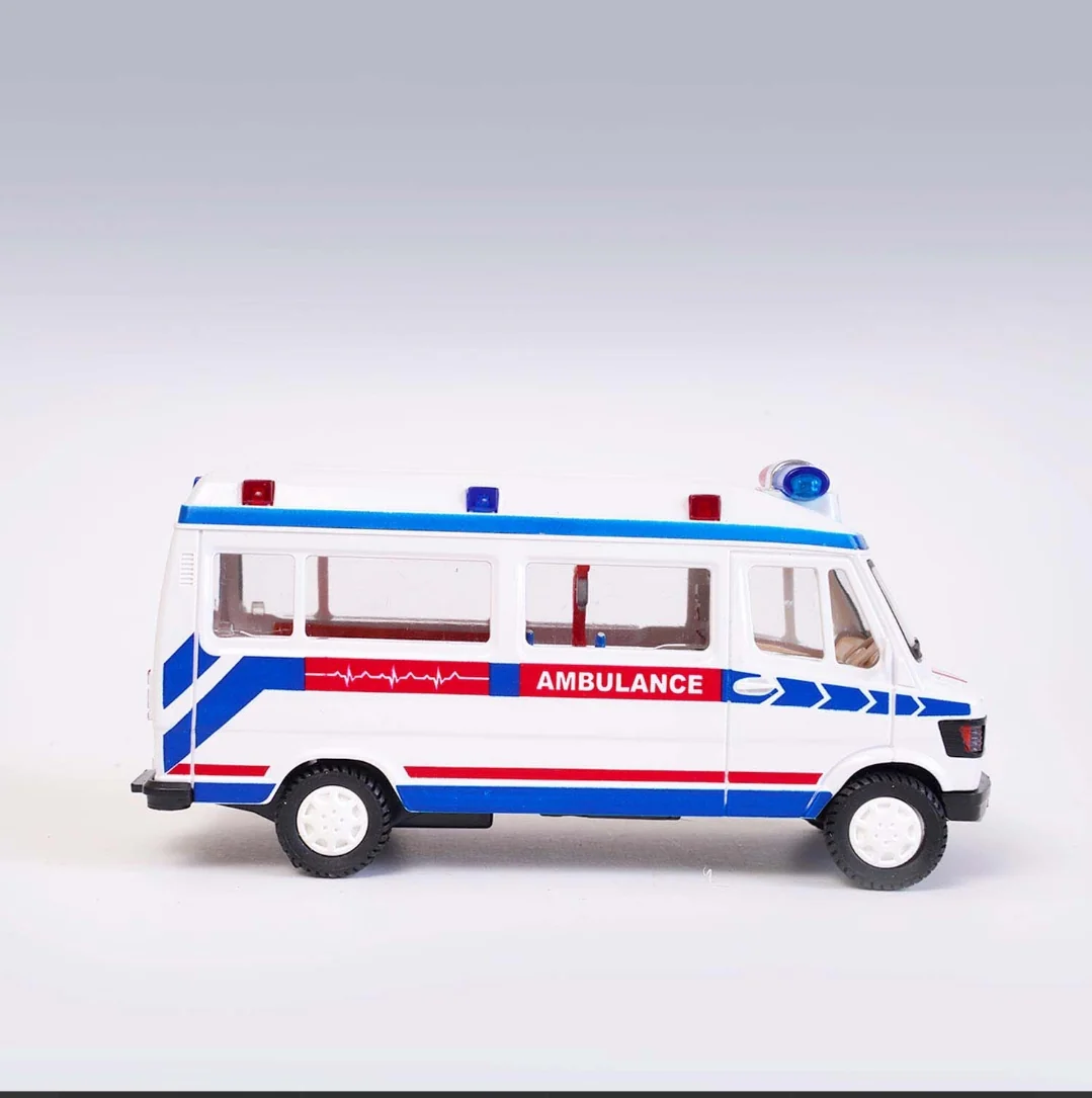 Centy Toys Ambulance White with Openable Tail gate Detachable Stretcher Saline Stand Oxygen Cylinder Pull Back Action - Image 8
