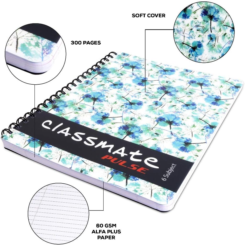 Classmate 2100117 Soft Cover 6 Subject Spiral Binding Notebook, Single Line - 300 Pages - Image 6