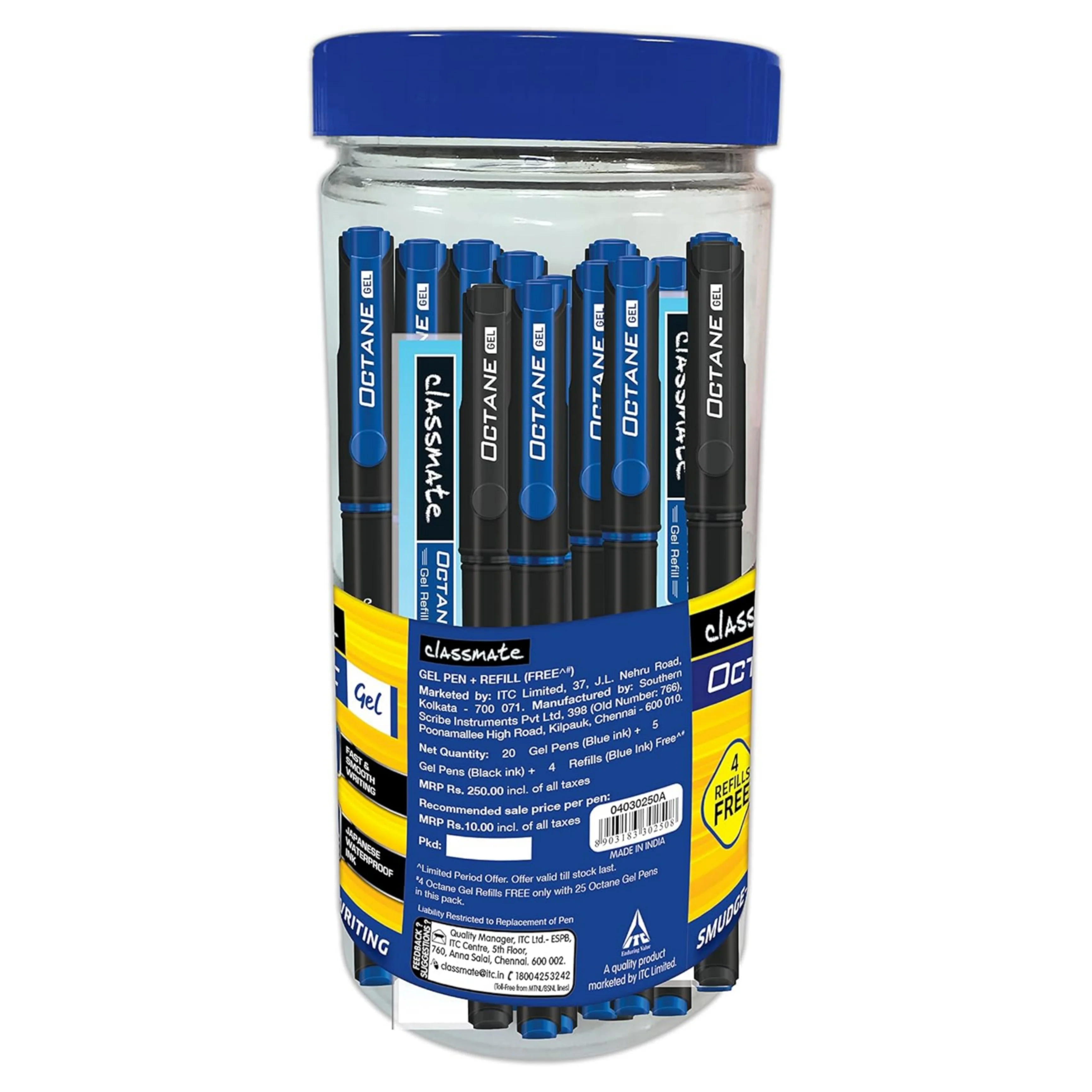 Classmate Octane- Blue and Black Gel Pens (Pack of 25)|Smooth Writing Pens|Water-Proof Ink for Smudge-Free writing|Preferred by Students for Exam & Class Notes|Study at Home Essentials - Image 2