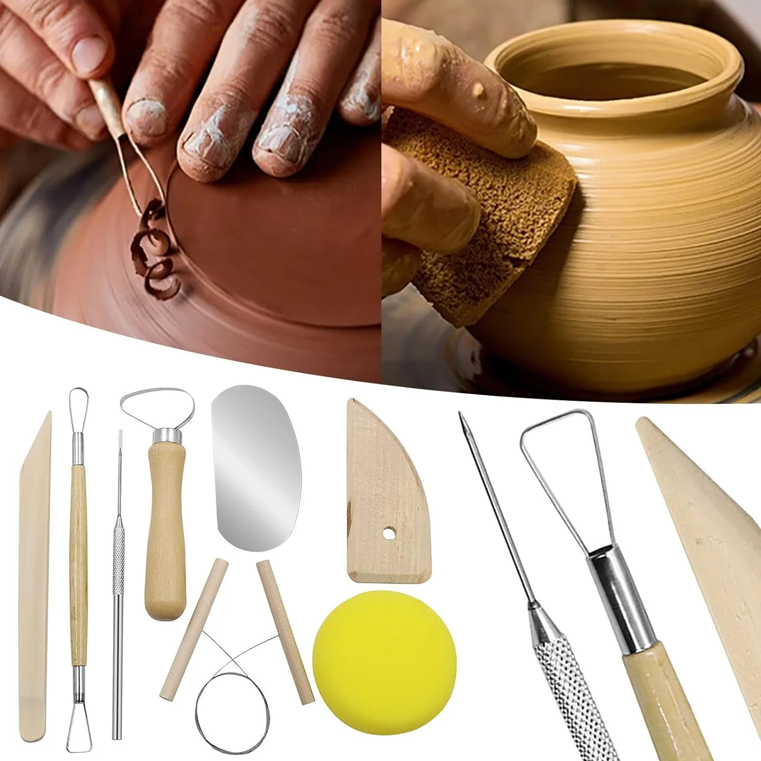 Clay Tool Set Wooden Pottery Clay Sculpture Carving Tool 8 Piece Set Beginner DIY Making Modeling Carving - Image 3