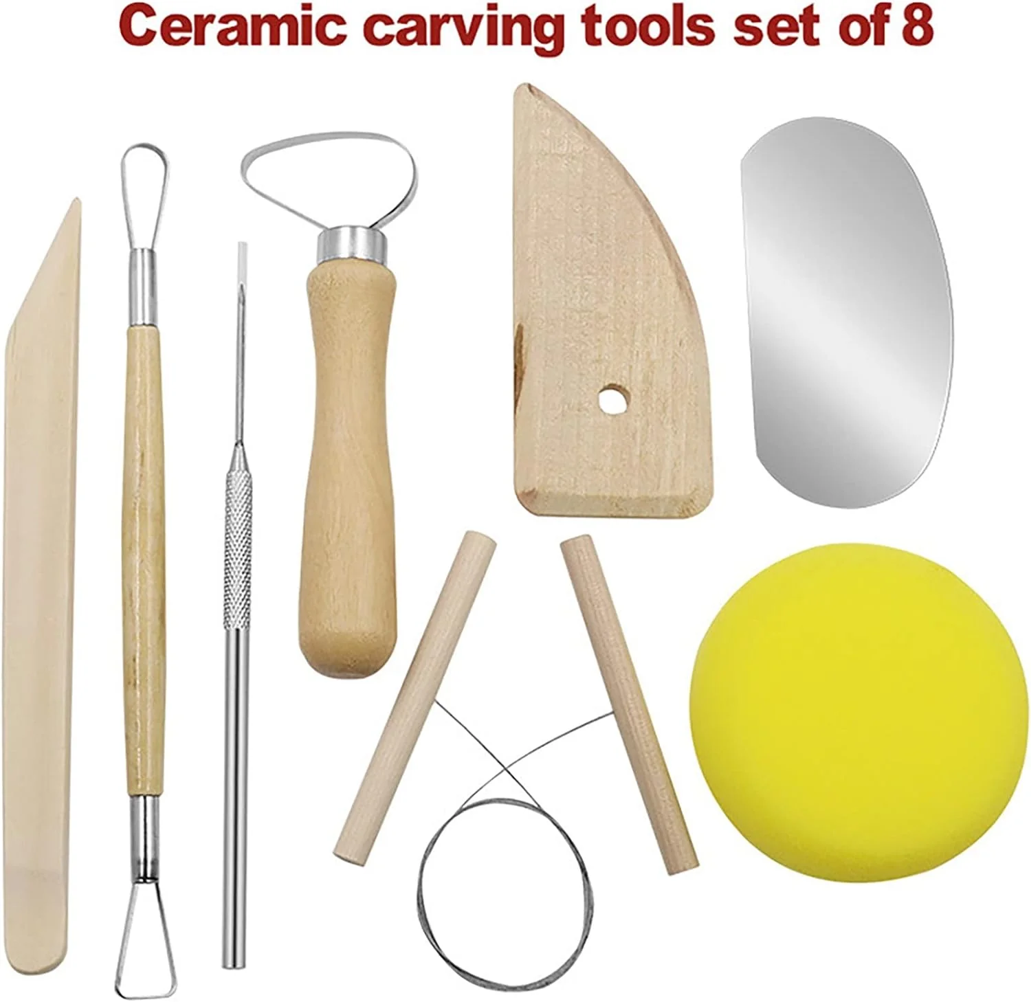 Clay Tool Set Wooden Pottery Clay Sculpture Carving Tool 8 Piece Set Beginner DIY Making Modeling Carving - Image 4
