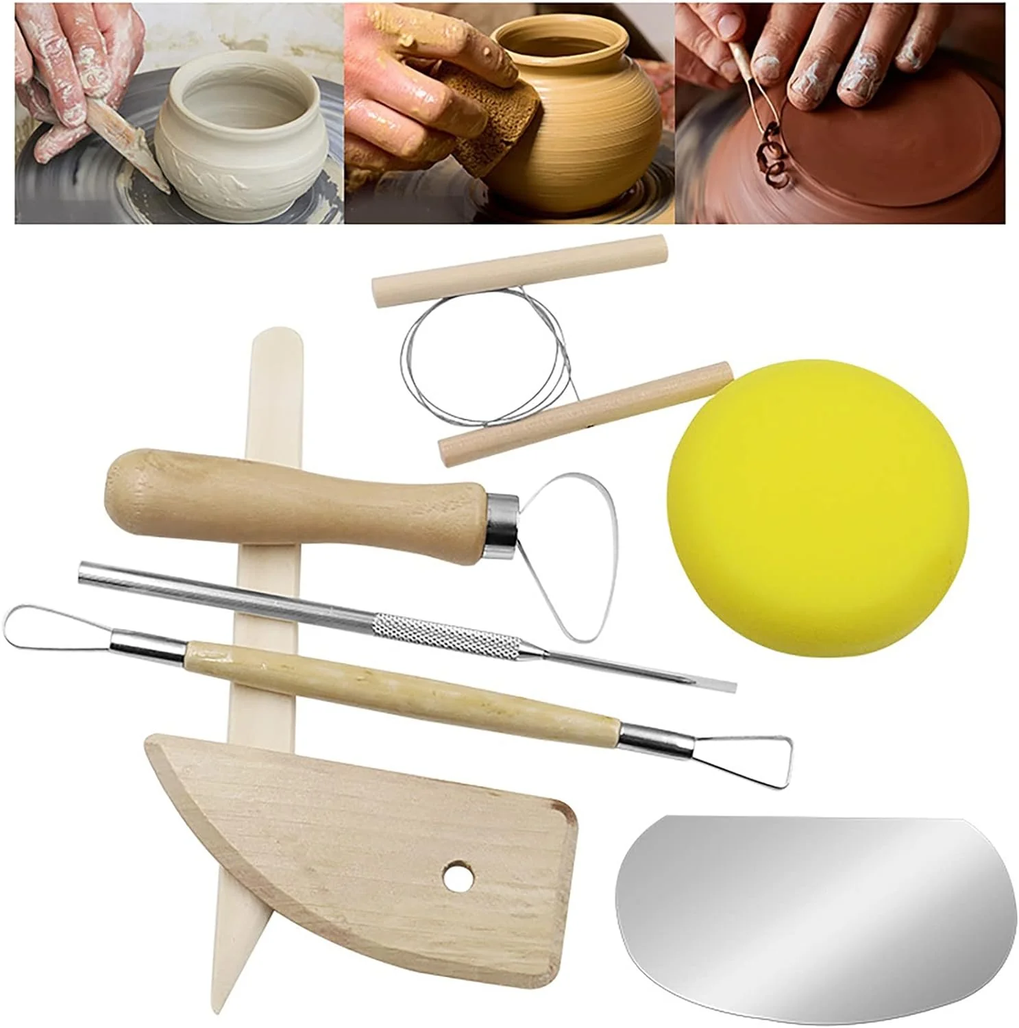 Clay Tool Set Wooden Pottery Clay Sculpture Carving Tool 8 Piece Set Beginner DIY Making Modeling Carving - Image 6