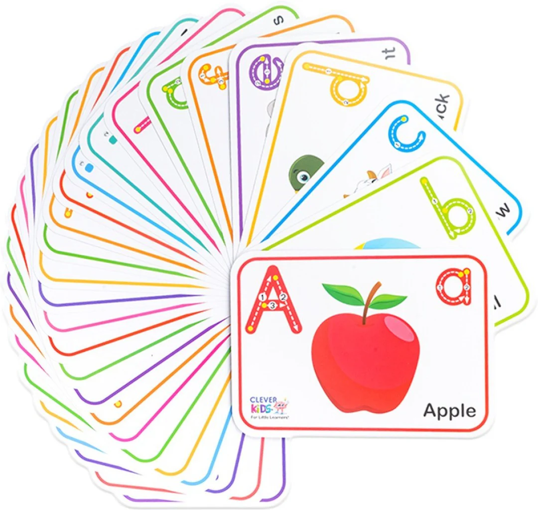 Clever Kids Alphabet Flash Card Double Sided, Preschool to Kindergarten, ABCs, Uppercase and Lowercase Letters, Spelling, Educational Learning for Kids 2 + - Image 4