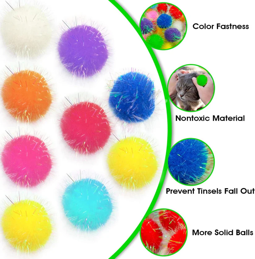 Craft Glitter Pom Pom Ball 1 Cm Assorted Colorful - 1000 Pc's - Image 3