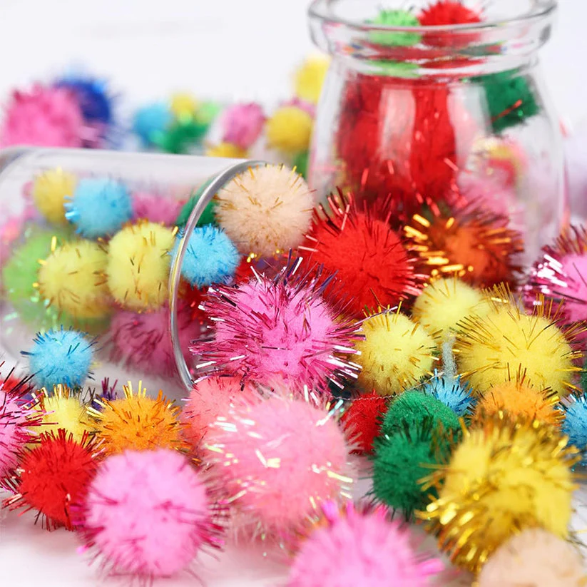 Craft Glitter Pom Pom Ball 1 Cm Assorted Colorful - 1000 Pc's - Image 4