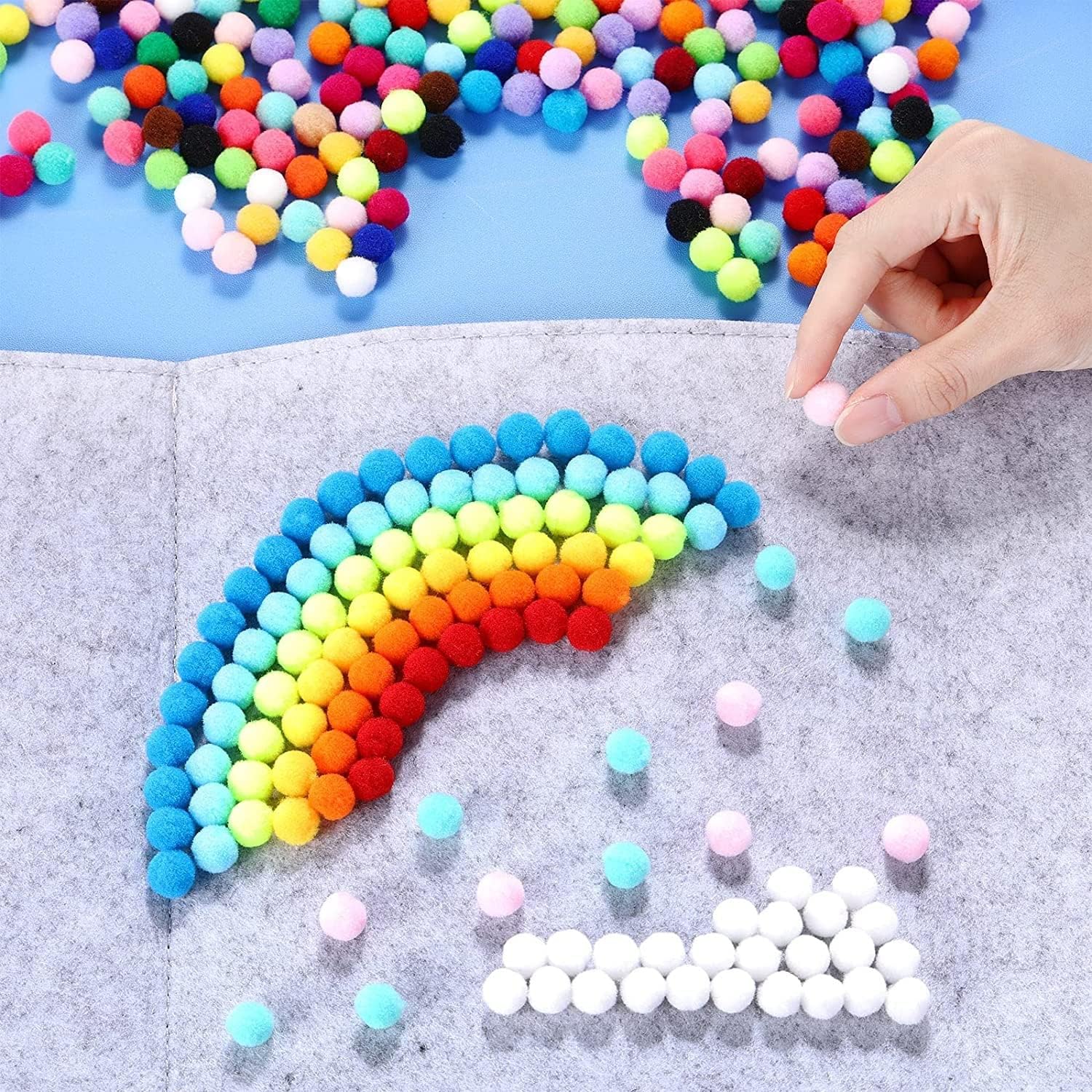 Craft Pom Pom Ball 1 Cm Assorted Colorful - 1000 Pc's - Image 2