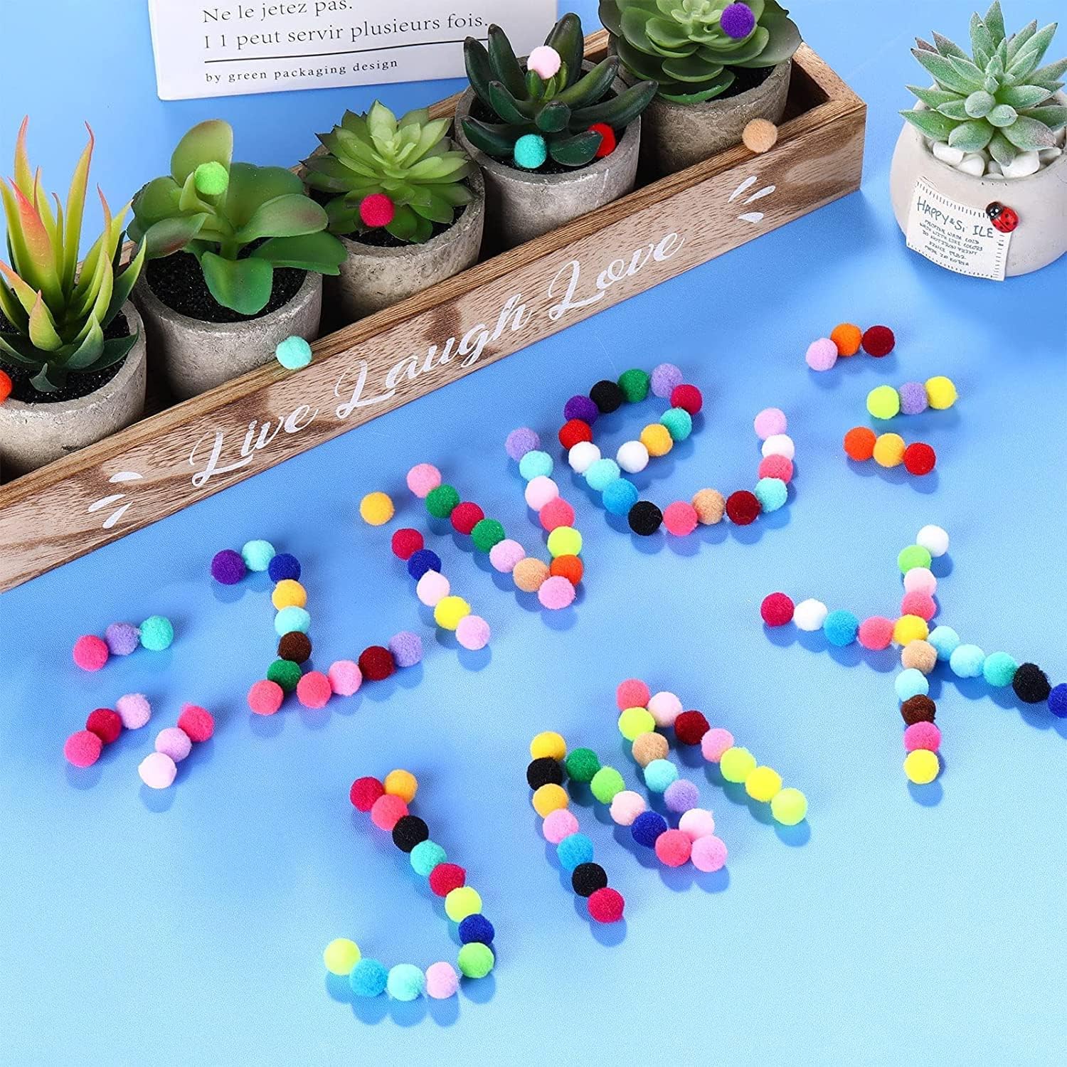 Craft Pom Pom Ball 1 Cm Assorted Colorful - 1000 Pc's - Image 3