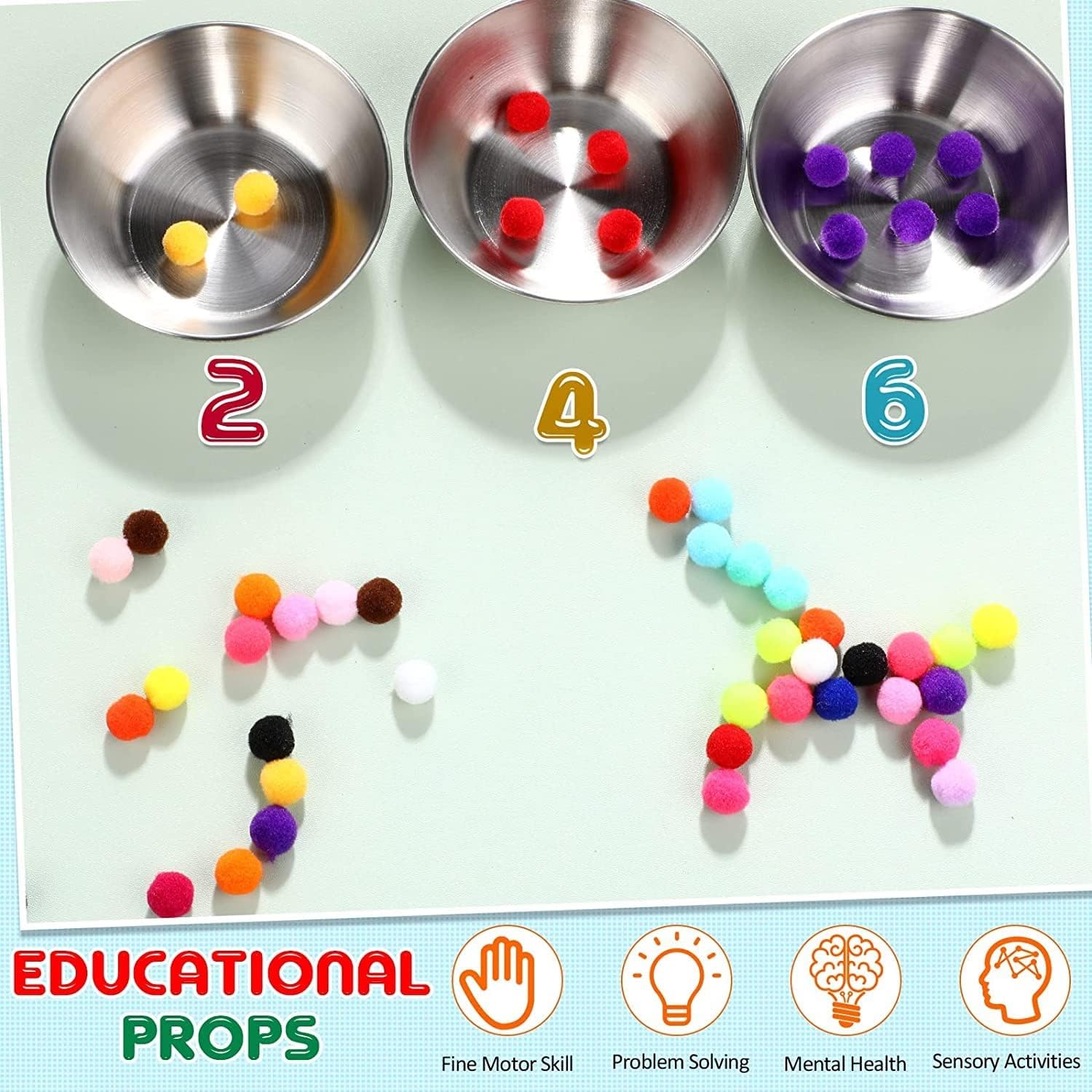 Craft Pom Pom Ball 1 Cm Assorted Colorful - 1000 Pc's - Image 4