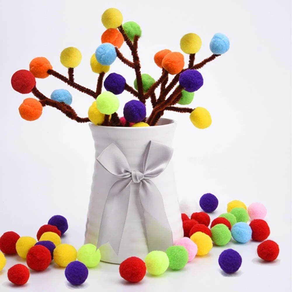 Craft Pom Pom Ball 1 Cm Assorted Colorful - 1000 Pc's - Image 6