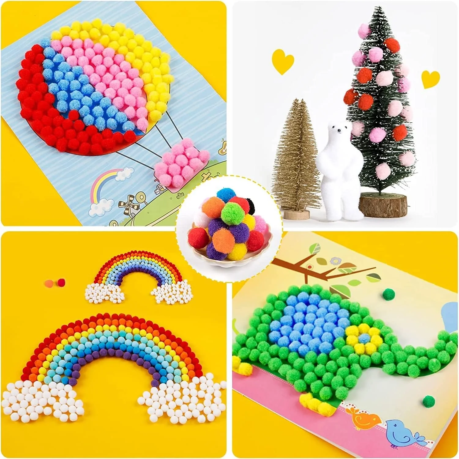 Craft Pom Pom Ball 1 Cm Assorted Colorful - 1000 Pc's - Image 8