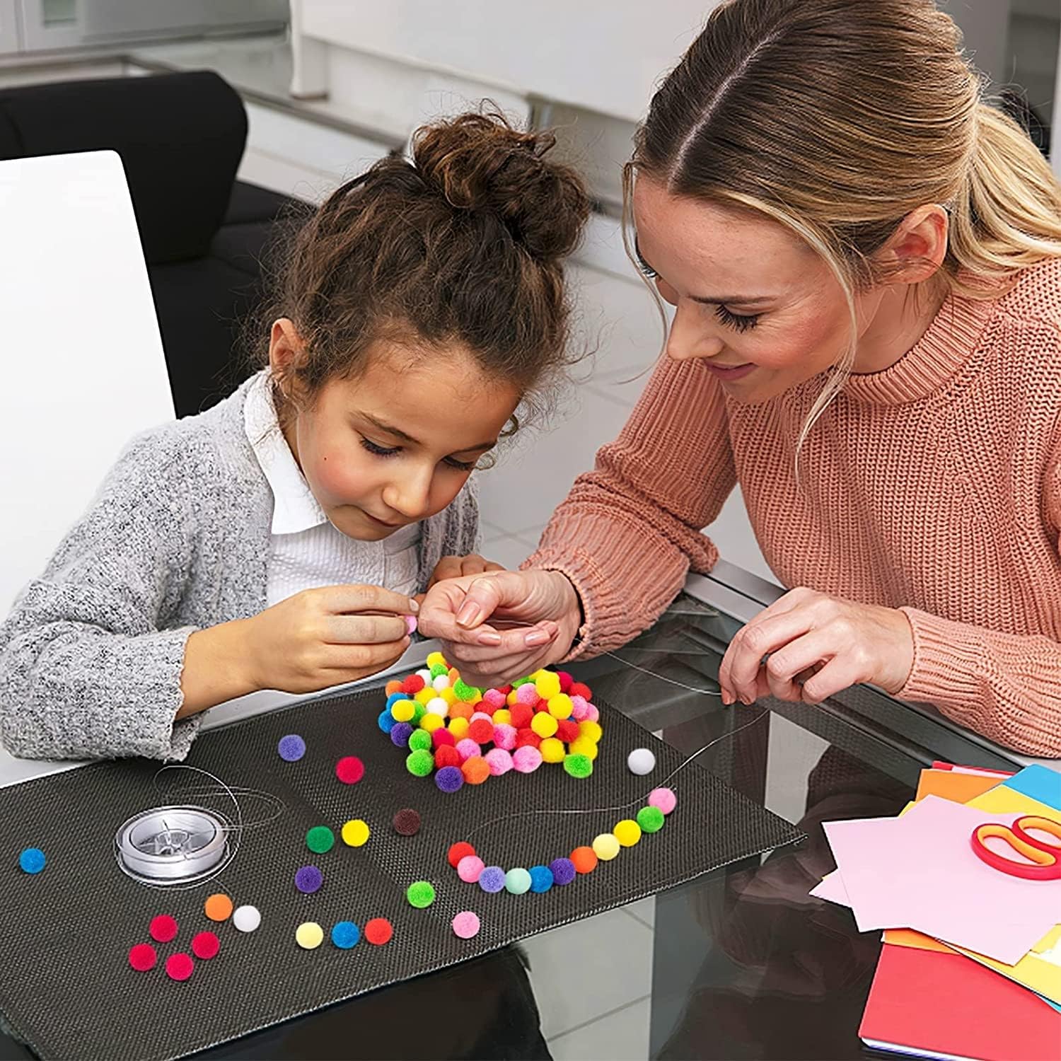 Craft Pom Pom Ball 1 Cm Assorted Colorful - 1000 Pc's - Image 9