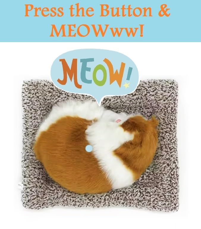 Cute Sleeping Cat Plush Toy with Meow Sound, Gift for Kids Car Dashboard Accessories Stripped Black - Image 2
