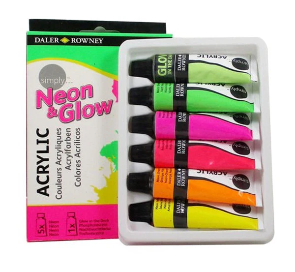 Daler Rowney Acrylic Neon & Glow Tube Set - Image 2