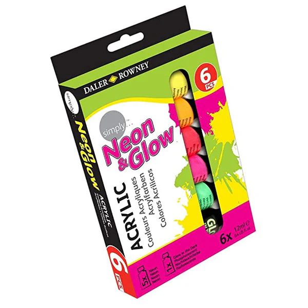 Daler Rowney Acrylic Neon & Glow Tube Set - Image 4