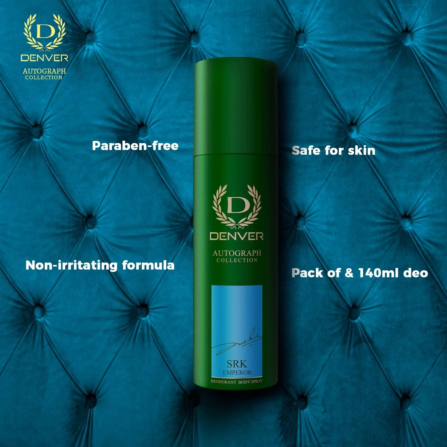 Denver Srk Emperor Deodorant Autograph Collection Deodorant Spray - For Men (140ML) Luxury Long Lasting Deo Body Spray - Image 4