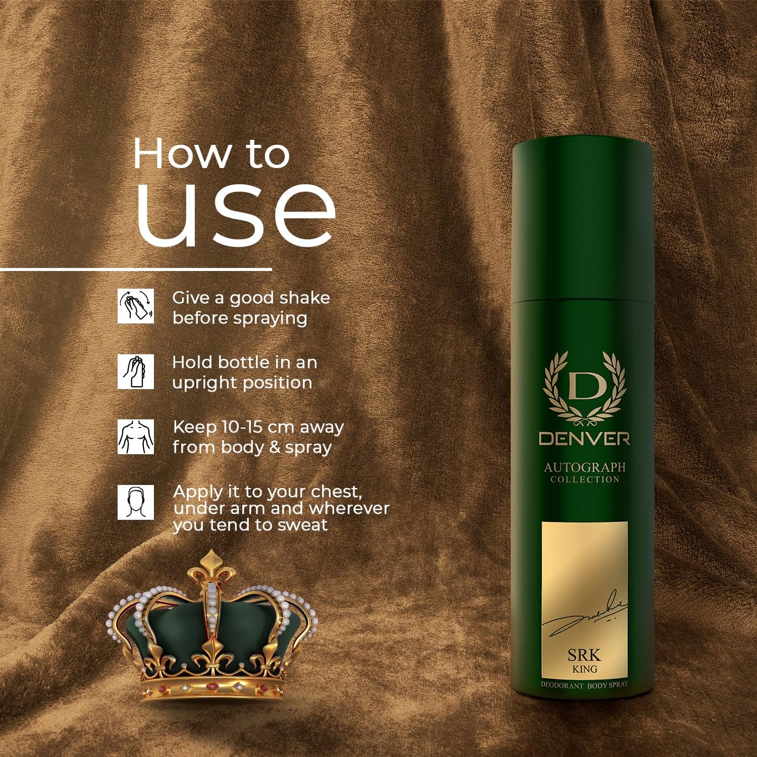 Denver SRK King Deodorant Autograph Collection - (140ML) Long Lasting Luxury Deo Spray - For Men - Image 5