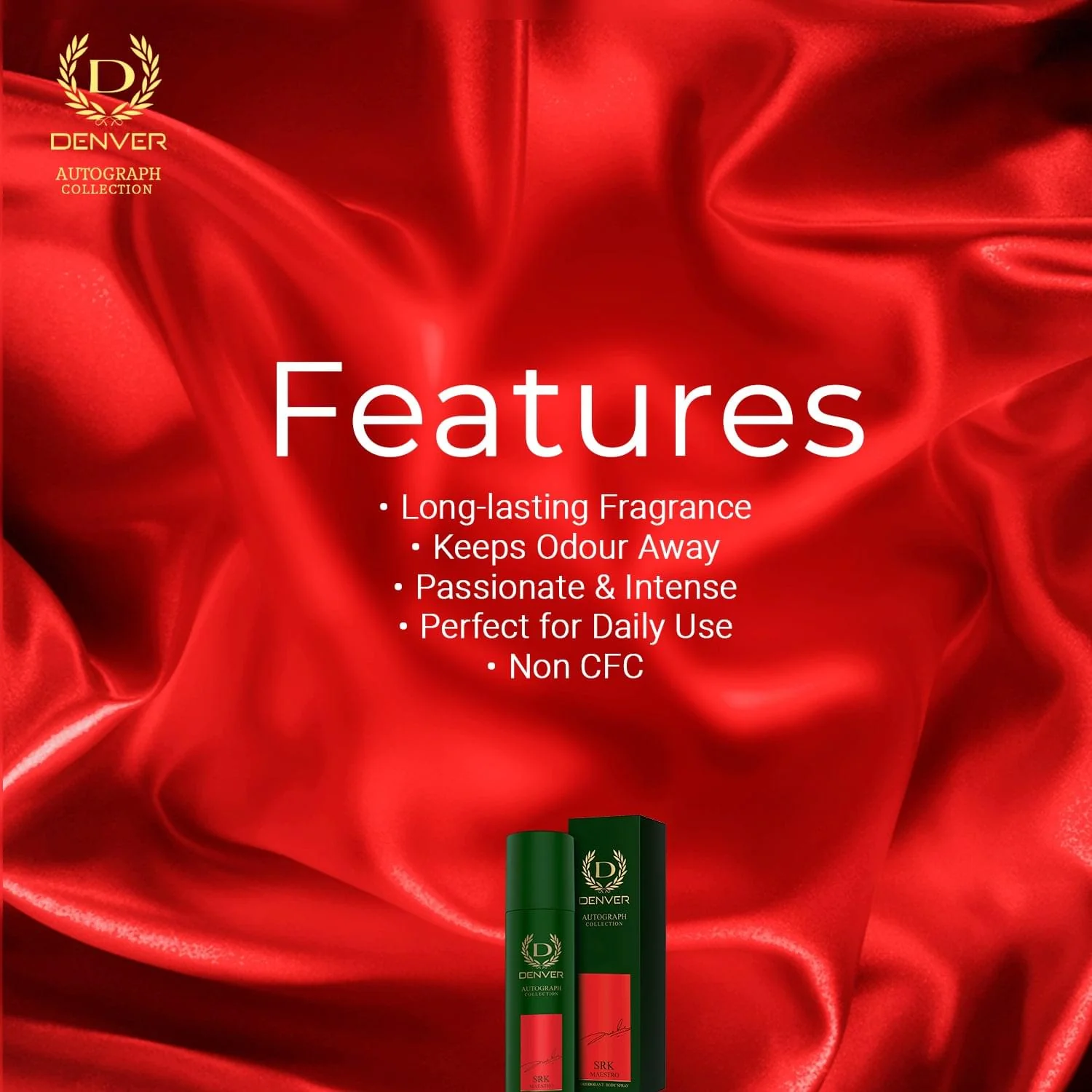Denver Srk Maestro Autograph Collection Deodorant Spray - For Men (140ML) Long Lasting Luxury Deo Body Spray - Image 3