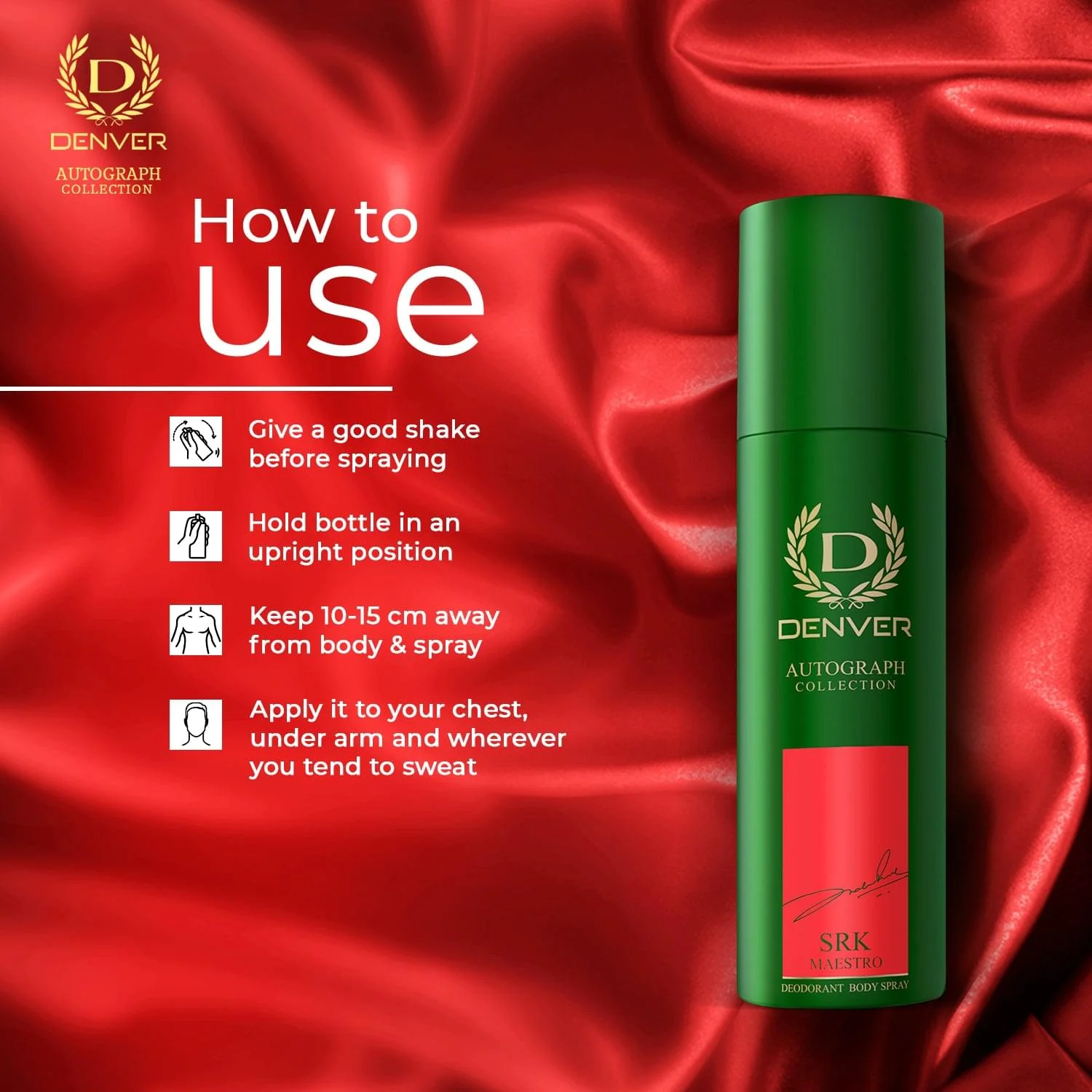 Denver Srk Maestro Autograph Collection Deodorant Spray - For Men (140ML) Long Lasting Luxury Deo Body Spray - Image 5