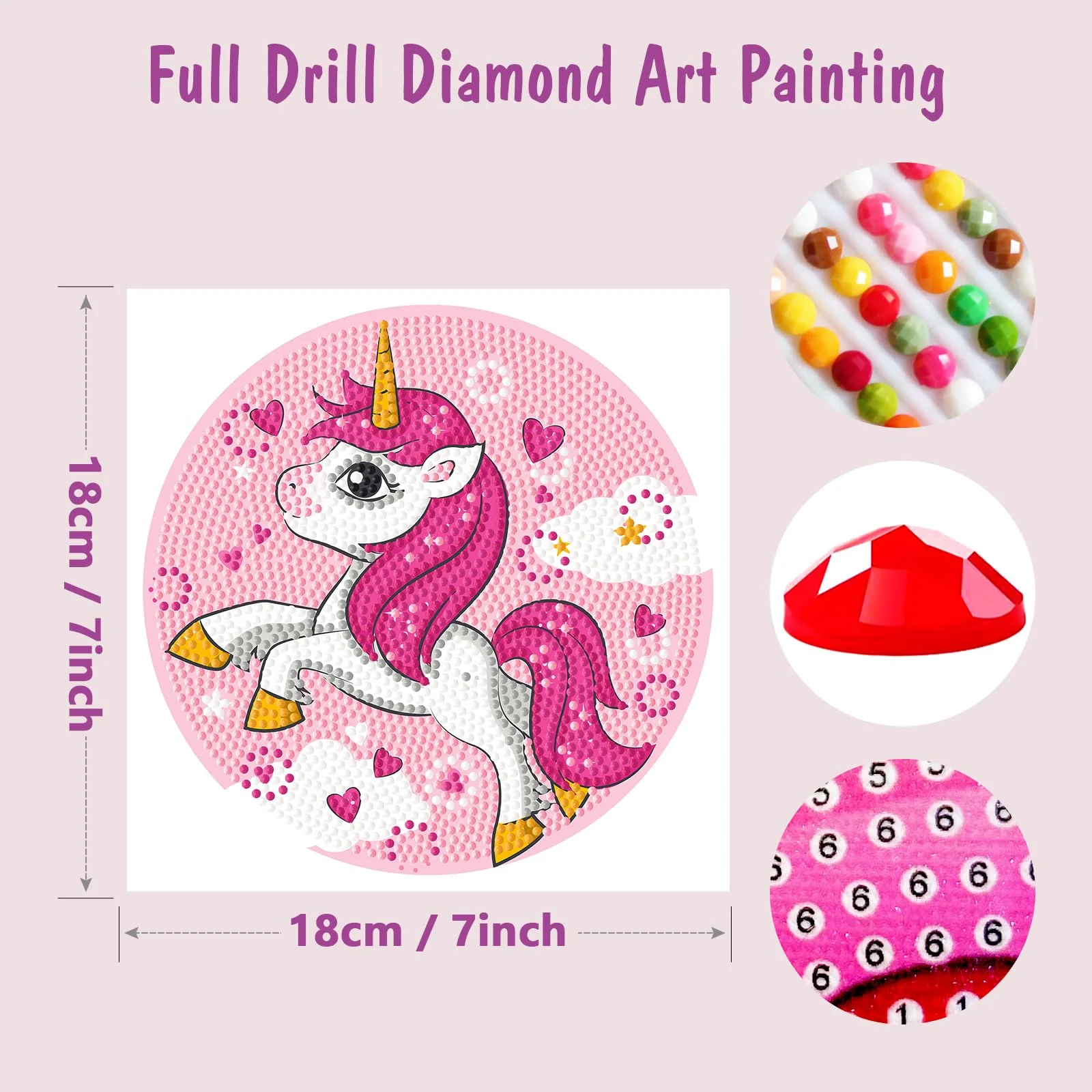 Diamond Painting Kit for Kids, Diamond Art Activity with 5D Gem Large 7.8 Inches DIY Arts and Crafts Gifts for Kids - Image 2