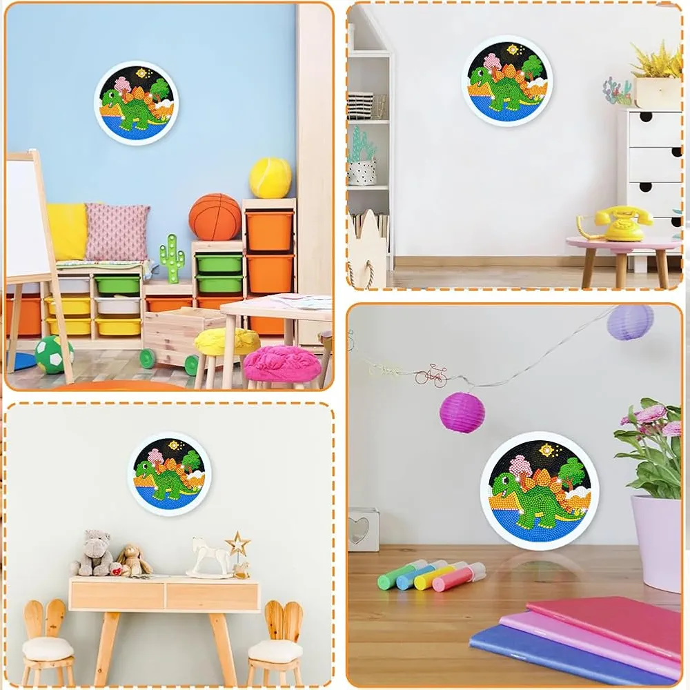 DIY 5D Diamond Painting Kit for Kids Dinosaur Diamond Art Supplies Arts and Crafts Painting with Frame & Tool Dinosaur Diamond Painting Art Kits for Children DIY Desk Decor - Image 7