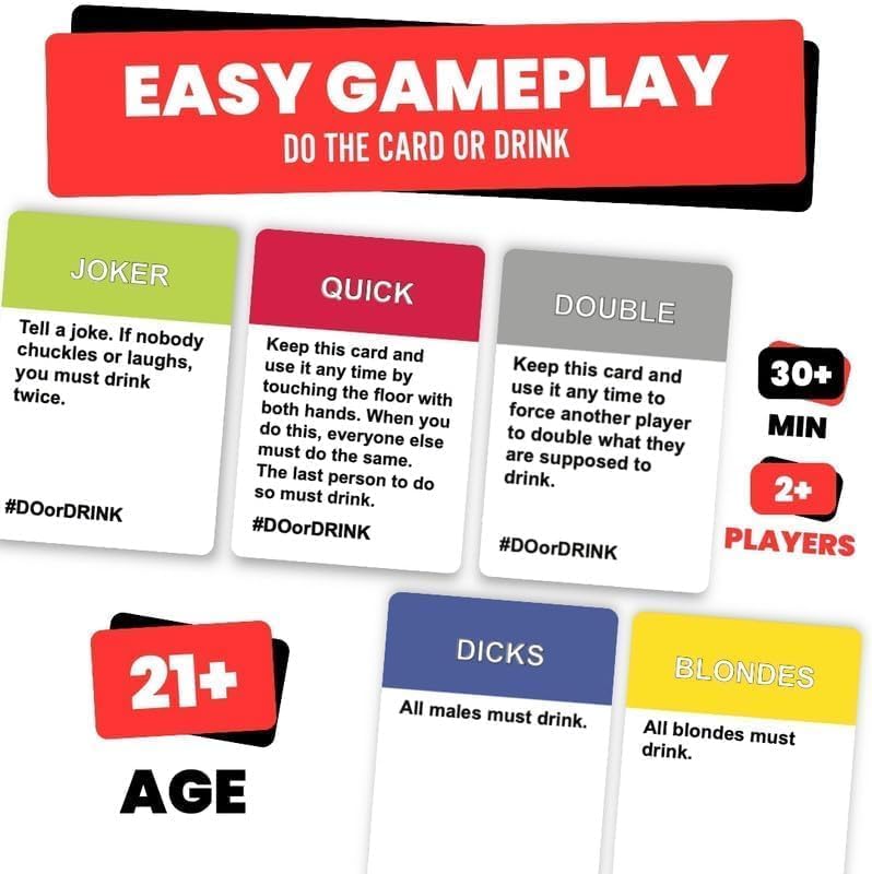 Do or Drink Drinking Card Games for Adults - Fun Adult Games for Game Night & Parties - Bachelorette Party Games with 350 Cards & 175 Challenges That Will Get You Drinking - Image 5
