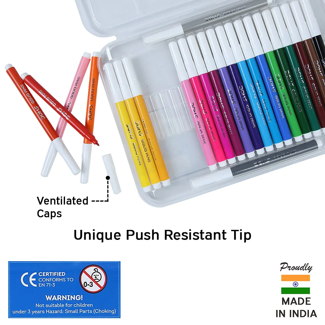 Doms Aqua 24 Shades Watercolour Sketch Pen Set | Unique Push Resistant Tip With Bright & Intense Colors | Non-Toxic & Safe For Kids | Colourful Sketching, Doodling & Mandala Art - Image 3