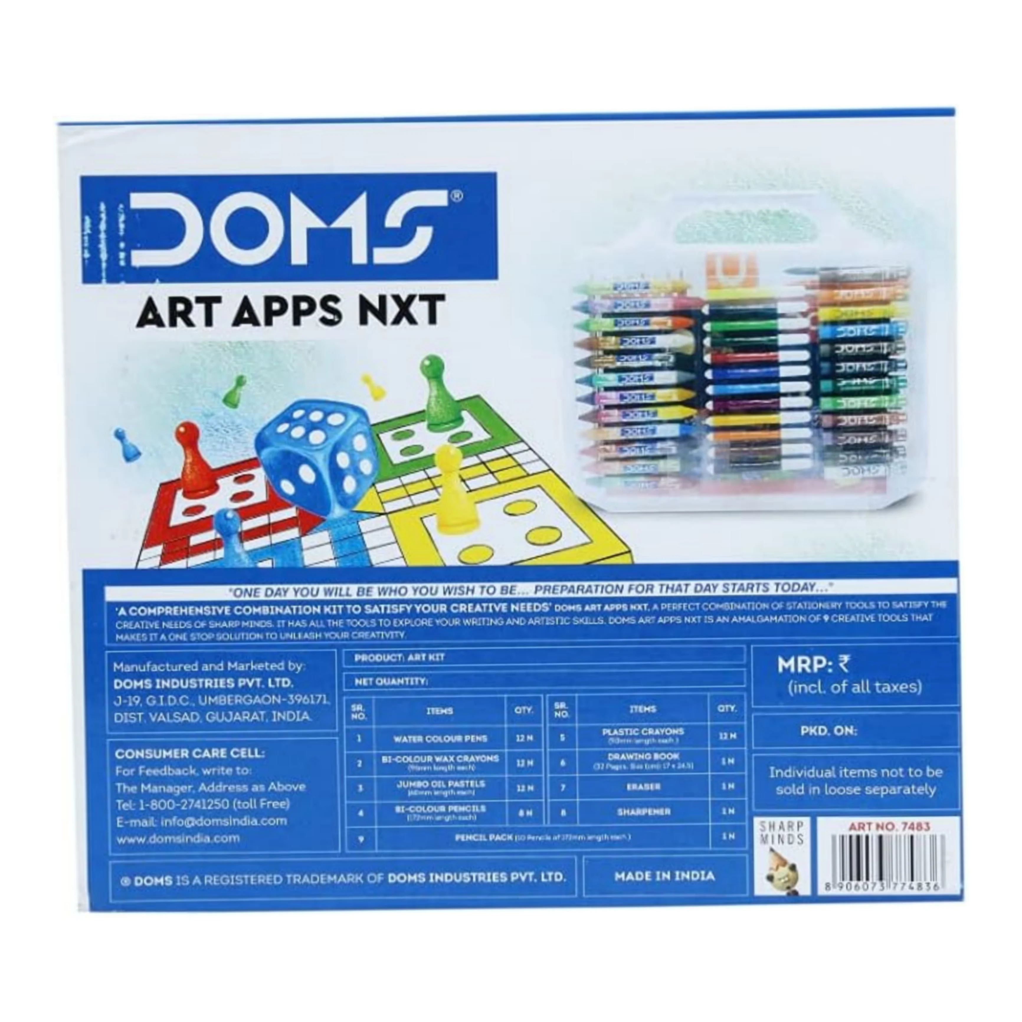 Doms Art Apps Nxt Kit With Plastic Carry Case | Perfect Value Pack | Kit For School Essentials | Gifting Range For Kids | Combination of 9 Stationery Items - Image 4