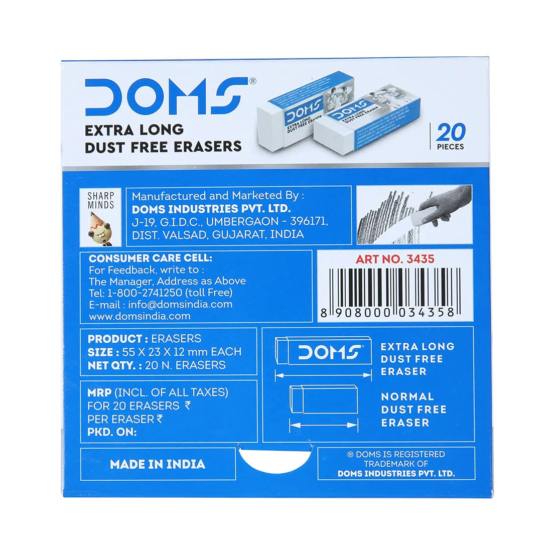 Doms Non-Toxic Dust Free Extra Long Eraser - Image 5