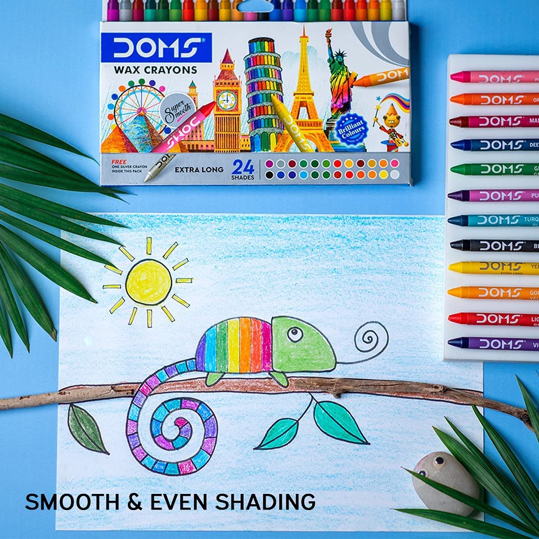 DOMS Non-Toxic Extra Long Wax Crayon Set in Cardboard Box - Image 3