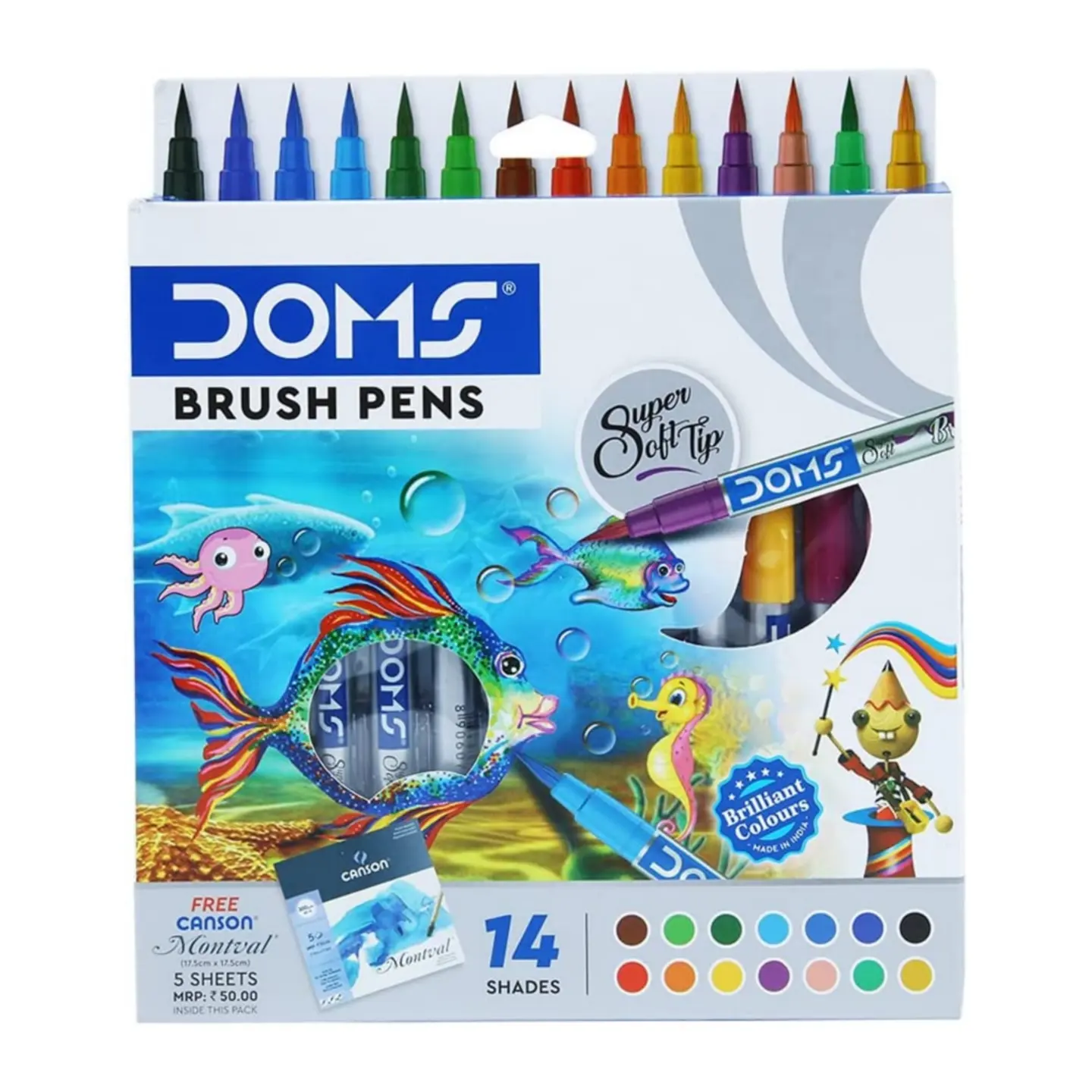 Doms Non-Toxic Multicolor Brush Pen Set Super Soft Fine Tip Brush Pens