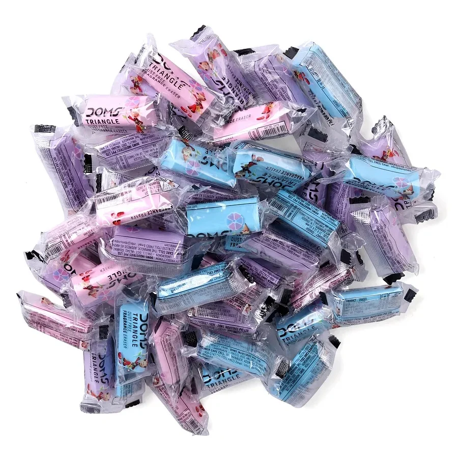 Doms Triangular Dust Free Fragrance Eraser Jar Pack | Clean, Dust Free & Good Erasing | Lesser Flakes & Non-Messy Erasing | Always Catches People's Eye | Pack of 50 Pieces - Image 4