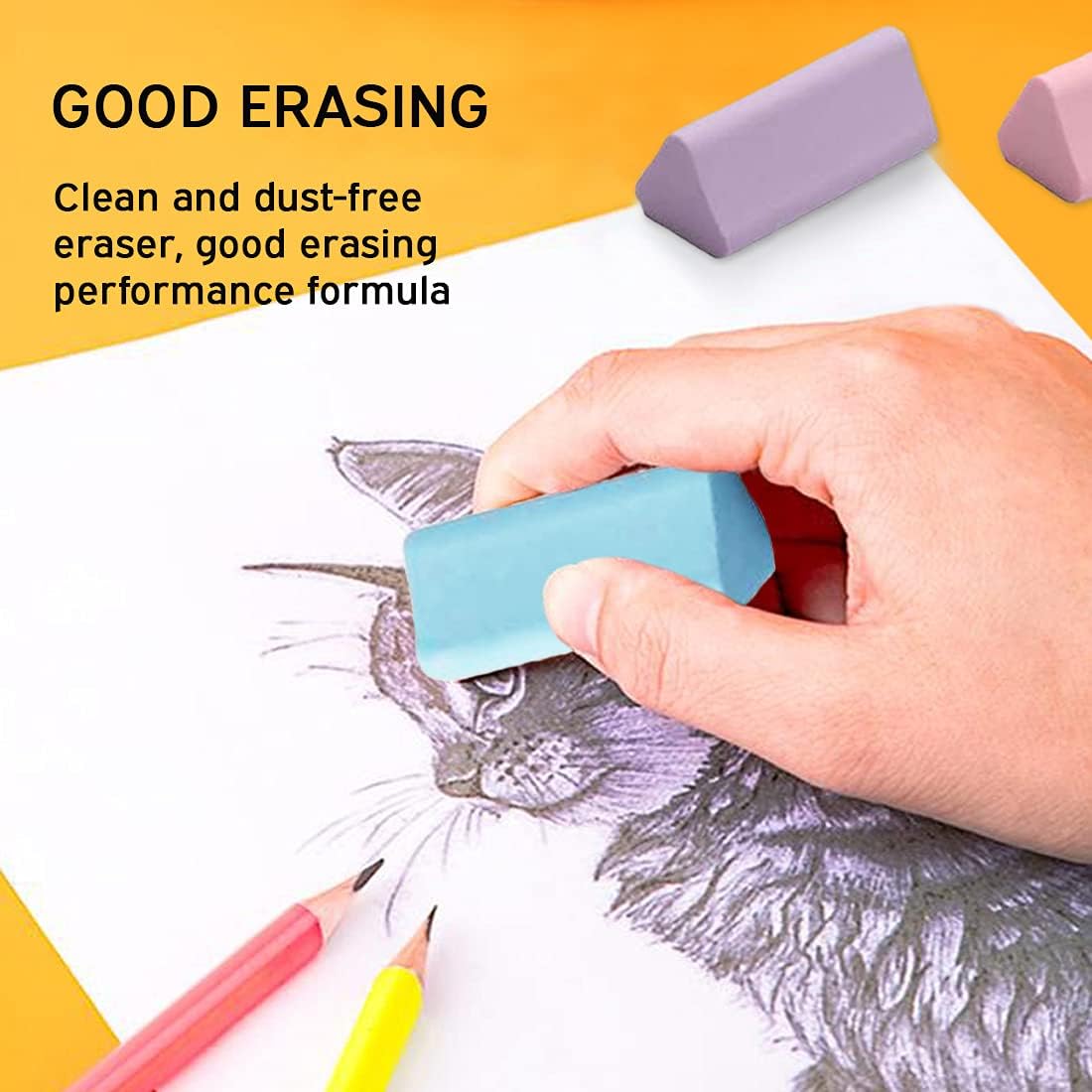 Doms Triangular Dust Free Fragrance Eraser Jar Pack | Clean, Dust Free & Good Erasing | Lesser Flakes & Non-Messy Erasing | Always Catches People's Eye | Pack of 50 Pieces - Image 7
