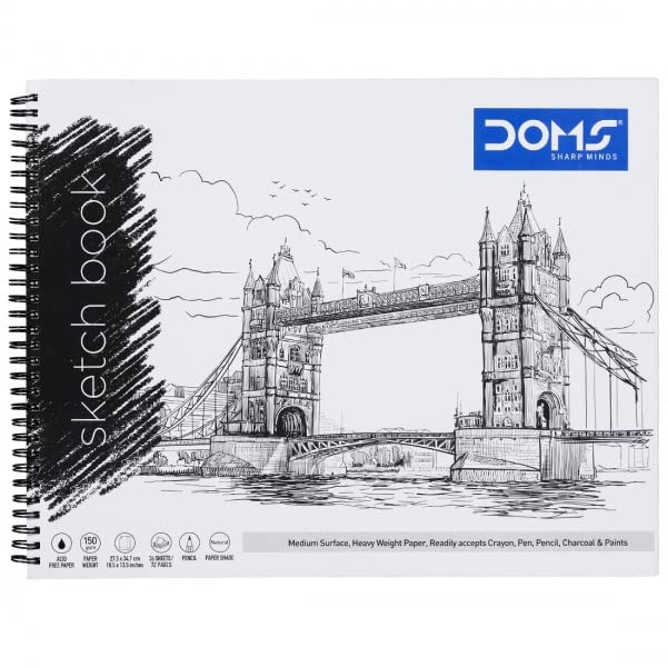Doms Wiro Bound Sketch Book | 150 GSM, Unruled, 72 Pages | 34.7 x 27.5 CM | Ideal for Drawing, Sketching, Colouring and Painting - Image 2