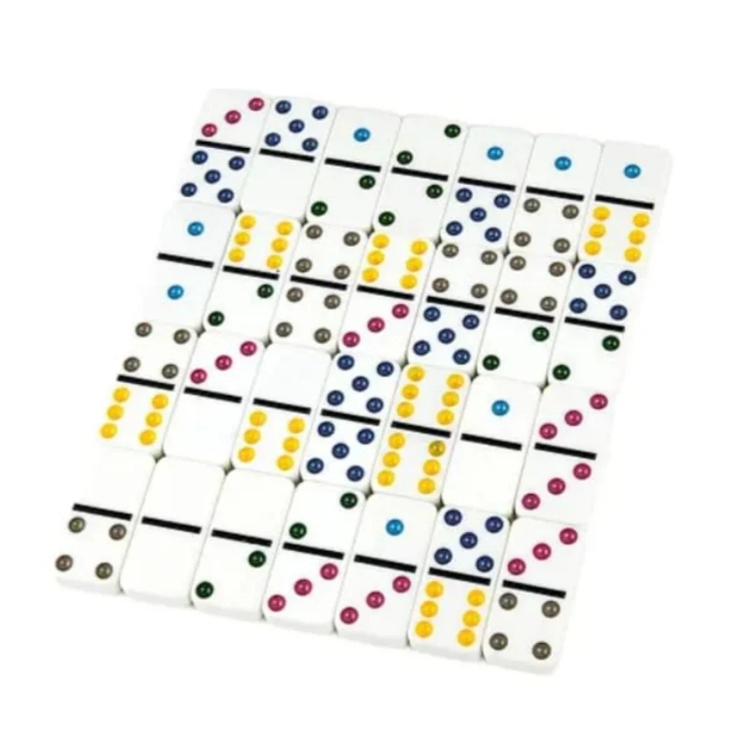 Double Six Color Dot Dominoes 28 Piece Set in Tin Case - Image 4