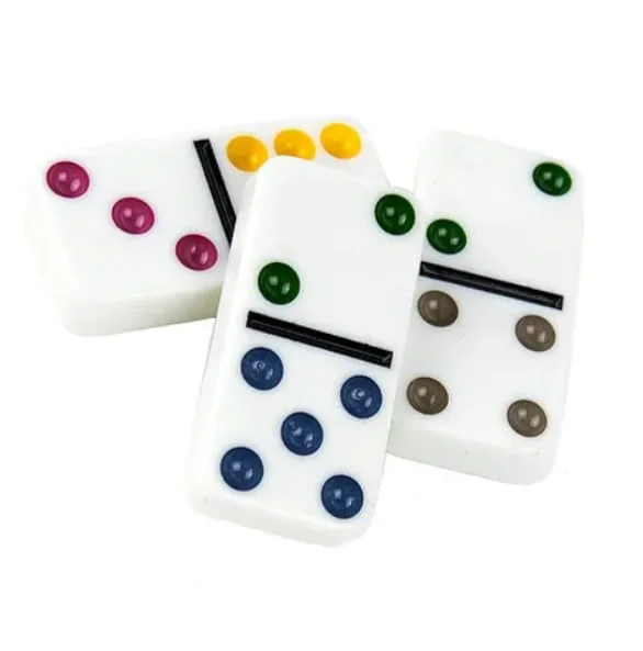 Double Six Color Dot Dominoes 28 Piece Set in Tin Case - Image 6