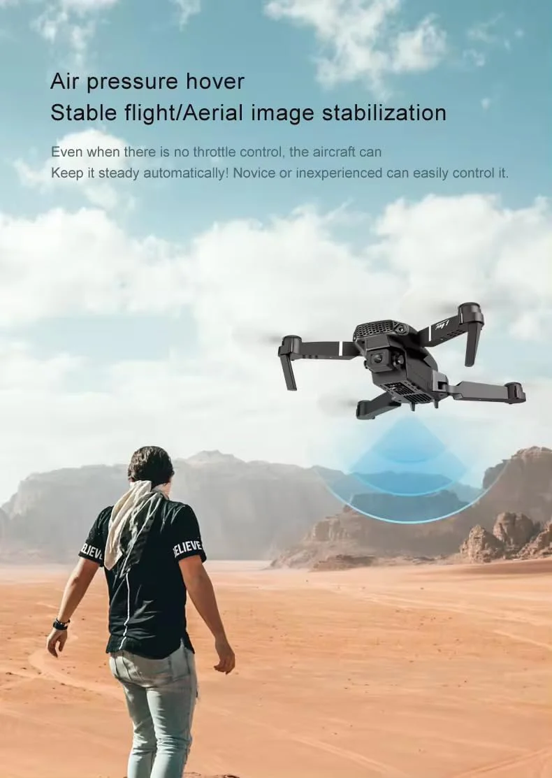 E88 Pro Drone with 1080P Camera 2 Batteries One Key Take Off Land Altitude Hold Automatic Avoidance Obstacles 360° Flip With Aerial Photography Drone (Dual-Battery) - Image 4