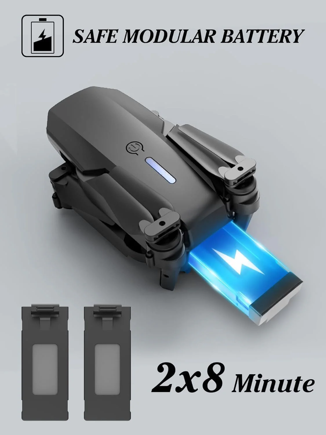 E88 Pro Drone with 1080P Camera 2 Batteries One Key Take Off Land Altitude Hold Automatic Avoidance Obstacles 360° Flip With Aerial Photography Drone (Dual-Battery) - Image 9