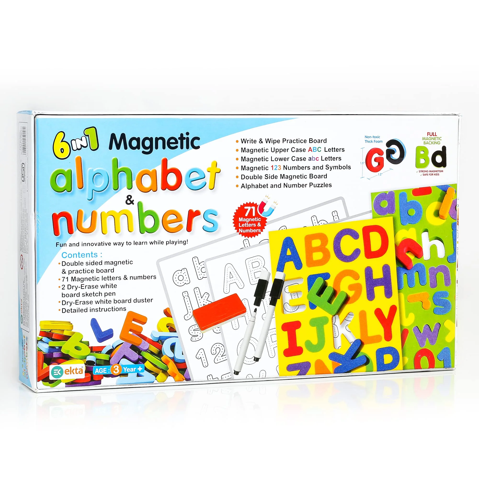 Ekta 6 in 1 Magnetic Alphabet & Numbers Game, Learning & Educational Magnetic Board Game - Image 5