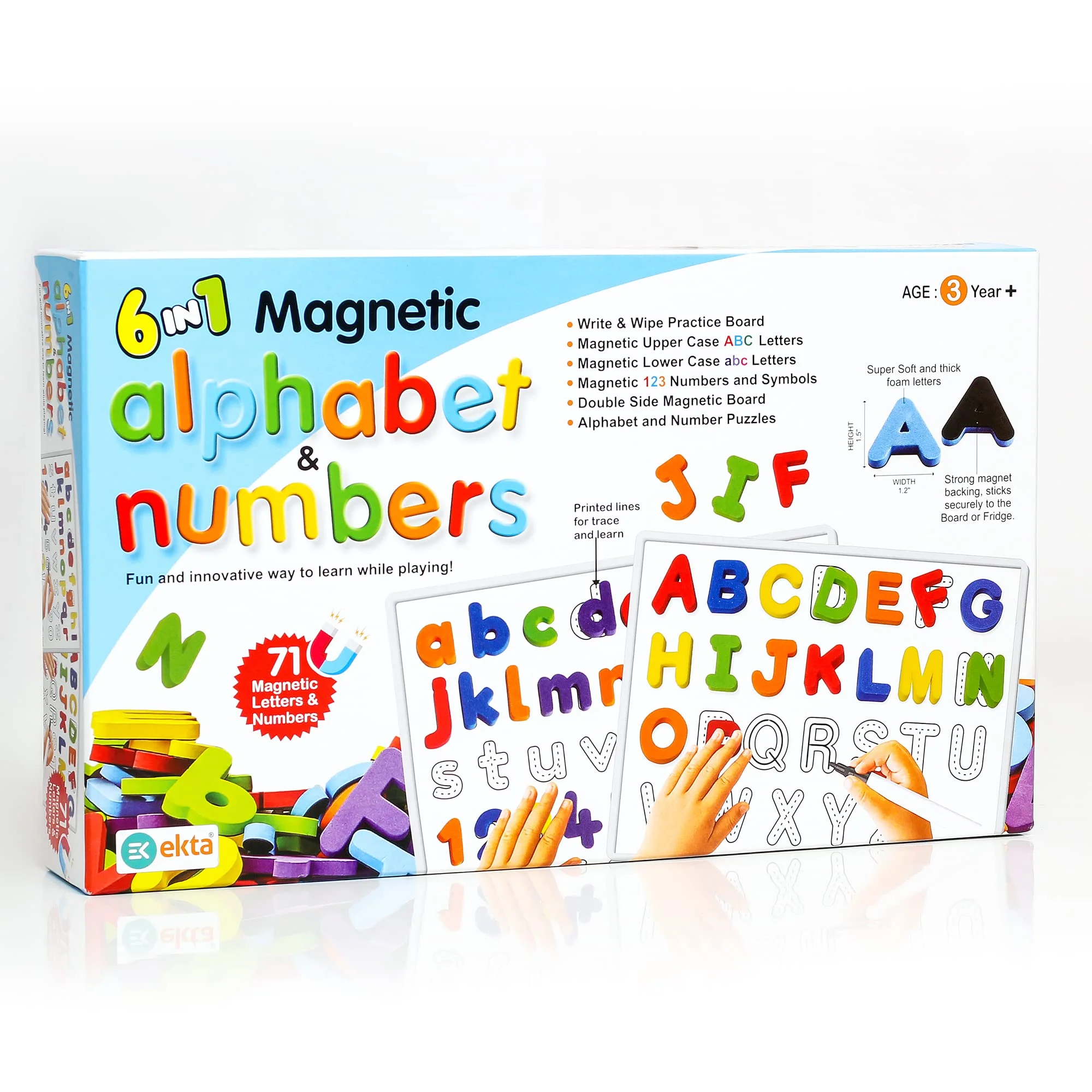 Ekta 6 in 1 Magnetic Alphabet & Numbers Game, Learning & Educational Magnetic Board Game - Image 6