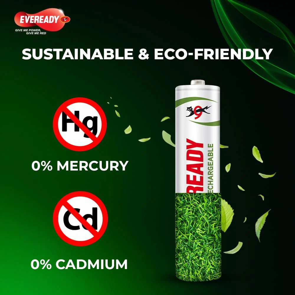 Eveready AA Rechargeable Battery 1000 Series Pack of 4 Durable & Cost Effective Low Discharge Mechanism Ideal for High Drain Devices 1.2V - Image 5